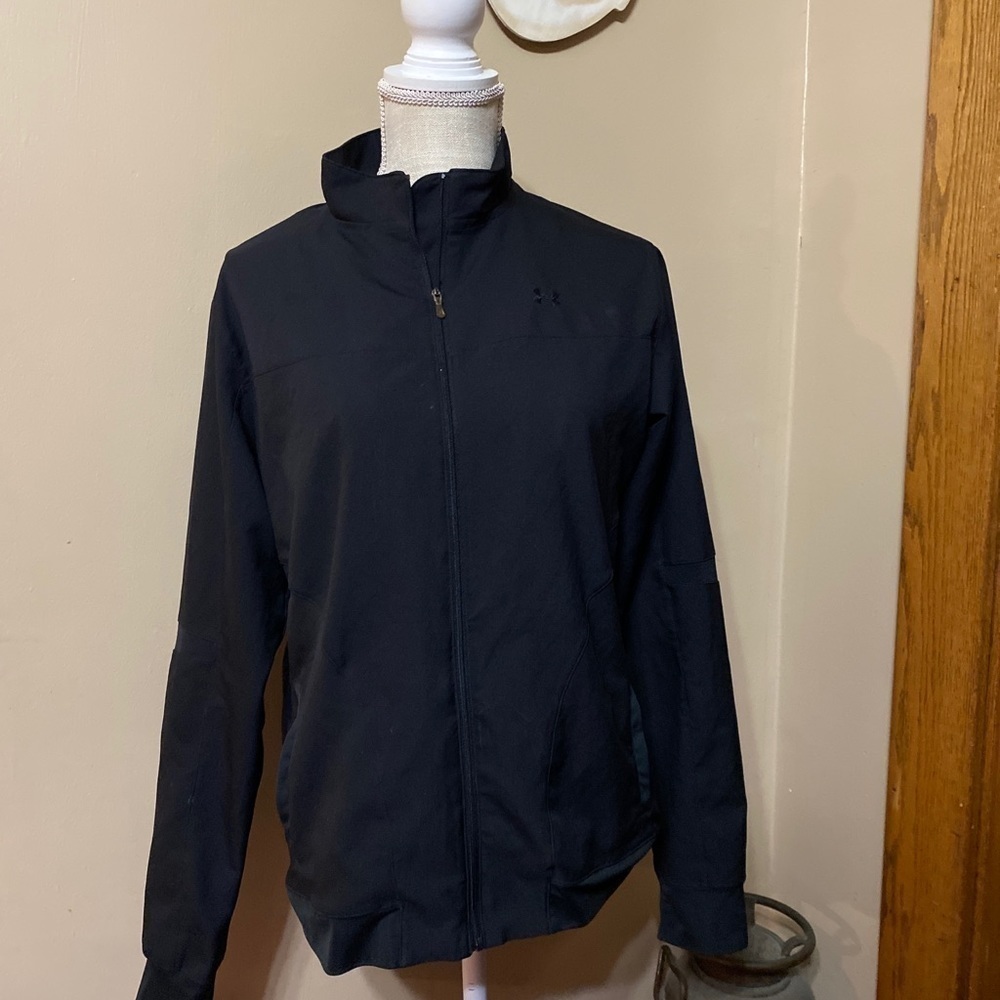 𝅺under Armour Nylon Jacket Black Full Zip Size MD. - Picture 2 of 10